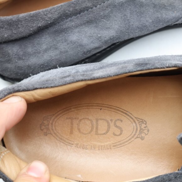 Tod's Espadrilles Gray Suede Shoes Men's Size UK 8.5 Slip On Comfort Loafer - Picture 10 of 11